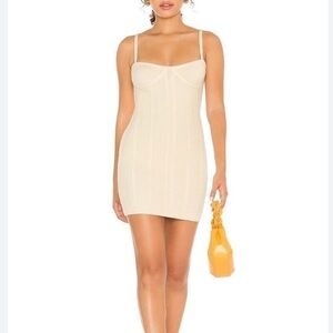 Revolve x Majorelle Ivory Cable Knit Slip On Bodycon Mini Sweater Dress Size XL